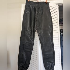 DKNY Black Genuine Leather Joggers